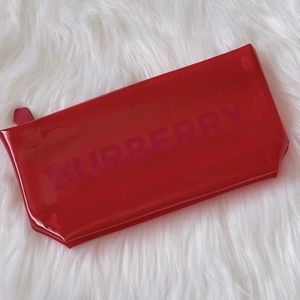 NWT! Burberry clear red cosmetic pouch.